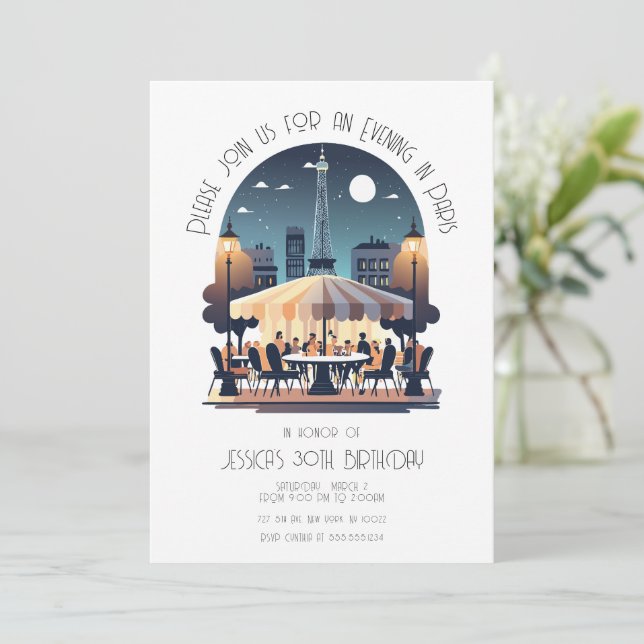 Ein Abend in Paris Einladung (Stehend Vorderseite)