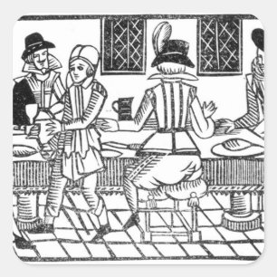 Ein Abendessen, ein "Buch der Roxburghe Ballads",  Quadratischer Aufkleber