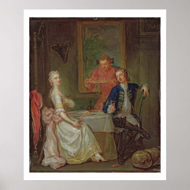 Ein Abendessen (Ein Mann und eine Frau trinken bei Poster (Vorne)