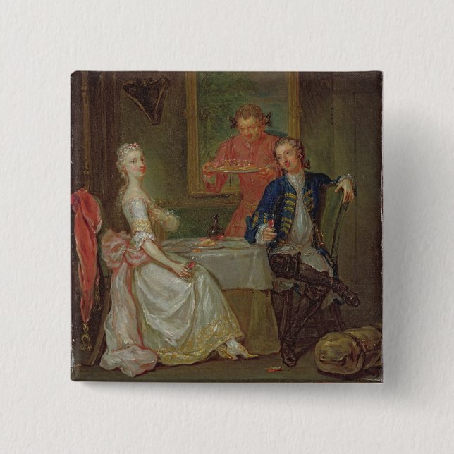 Ein Abendessen-Gespräch (ein Mann und eine Frau, Button (Vorderseite)