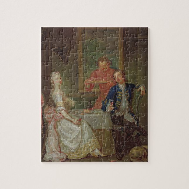 Ein Abendessen-Gespräch (ein Mann und eine Frau, Puzzle (Vertikal)