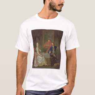 Ein Abendessen-Gespräch (ein Mann und eine Frau, T-Shirt