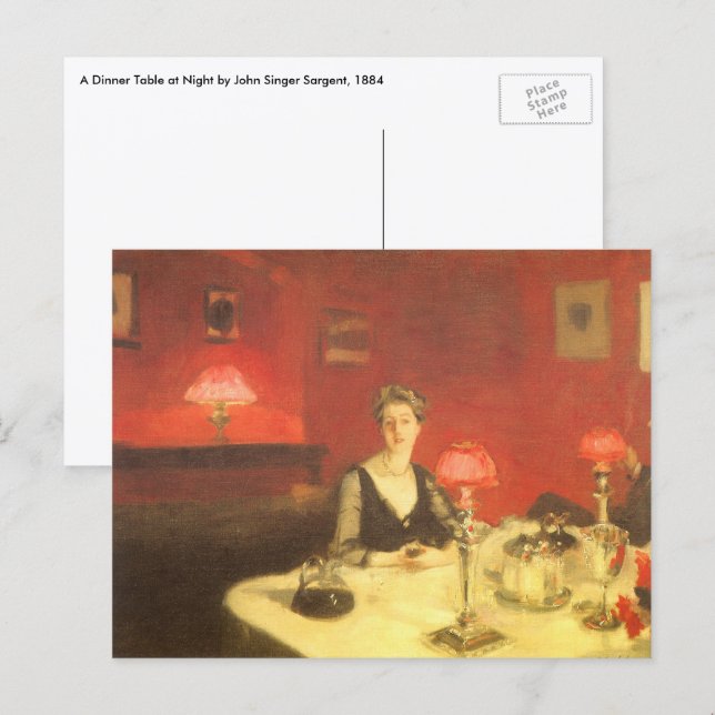 Ein Abendtisch am Abend von John Singer Sargent Postkarte (Vorne/Hinten)