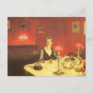 Ein Abendtisch am Abend von John Singer Sargent Postkarte