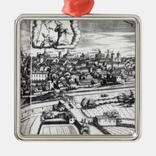 Ein Abschnitt einer Karte von Mailand, 1640 Ornament Aus Metall