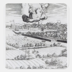 Ein Abschnitt einer Karte von Mailand, 1640 Quadratischer Aufkleber