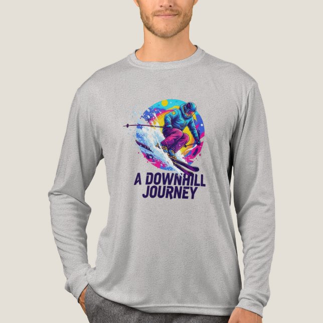 Ein abschüssiger Reiseskifahrer Tri-Blend Shirt (Vorderseite)
