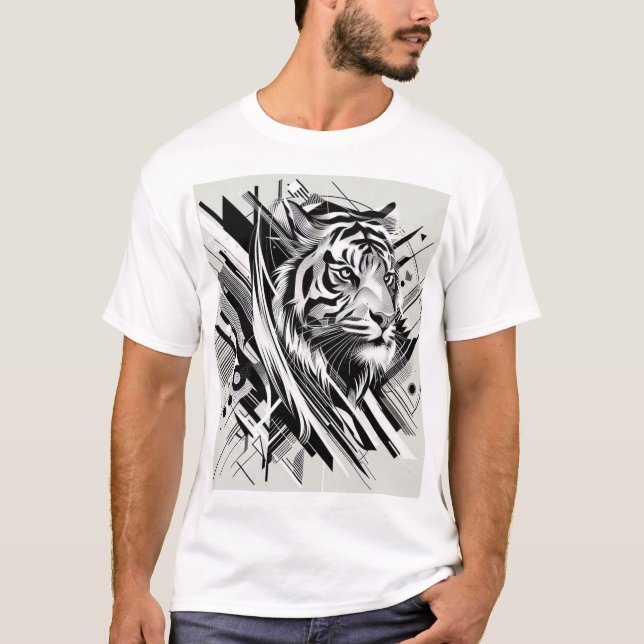 Ein abstrakter Tigerprint mit geometrischen Formen T-Shirt (Vorderseite)