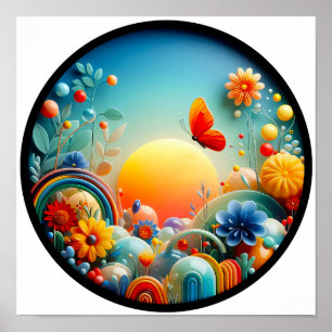 Ein abstraktes Plakat mit modernen Naturthemen