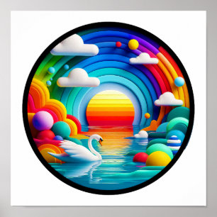 Ein abstraktes Plakat mit modernen Naturthemen