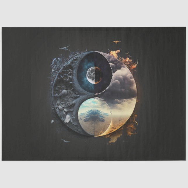 Ein Abstraktes Ying Yang Series Design 8 Seidenpapier (Vorderseite)