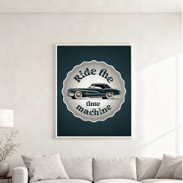 Ein Abzeichen styled Grafik mit Vintage Auto innen Poster