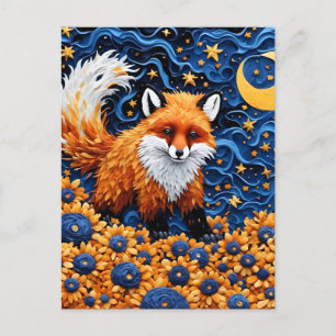 Ein Adorable Red Fox in der Blueberry Galaxy Postkarte