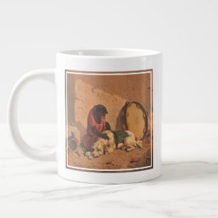 Ein Affe und ein Hund mit einer großen Tambourine Jumbo-Tasse