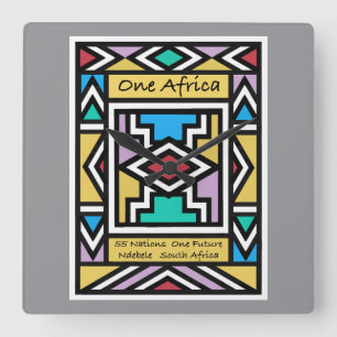 Ein Afrika – Ndebele – Südafrika & Simbabwe - Quadratische Wanduhr