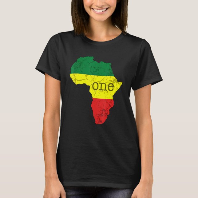 Ein Afrika Panafrikanische Stolz Karte Flagge Schw T-Shirt (Vorderseite)