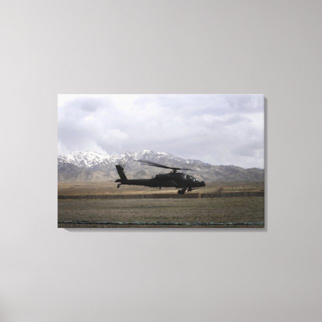 Ein AH-64A Apache startet Leinwanddruck (Vorderseite)