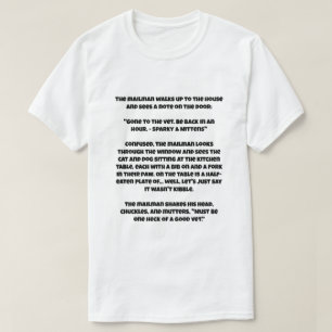 Ein AI-Witz darüber, dass Katze und Hund einen Men T-Shirt