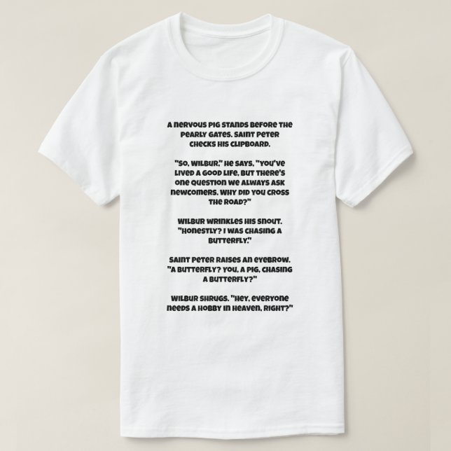 Ein ai Witz über ein Schwein und Saint Peter T-Shirt (Design vorne)