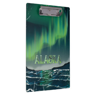 Ein Alaskan Aurora Vintage Reiseposter Klemmbrett