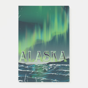Ein Alaskan Aurora Vintage Reiseposter Post-it Klebezettel