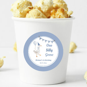 Ein Alberner Gänseblauer Junge 1. Geburtstag Runder Aufkleber