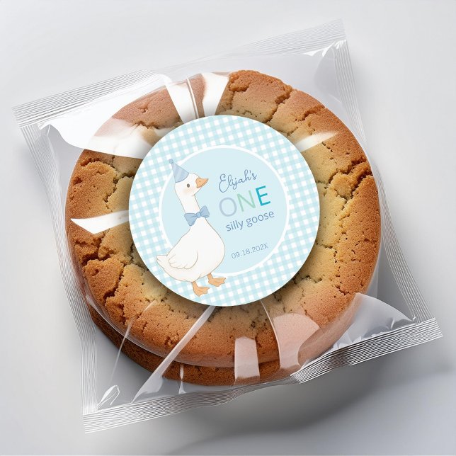 Ein Alberner Gänseblauer Party-Hut-Junge zum erste Runder Aufkleber (Von Creator hochgeladen)