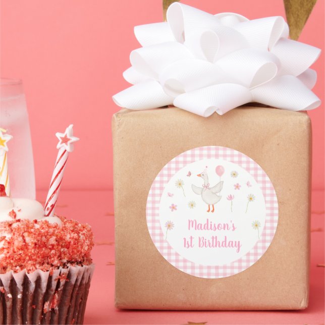 Ein Alberner Gänsefrühling Rosa Daisy Erster Gebur Runder Aufkleber (Party)