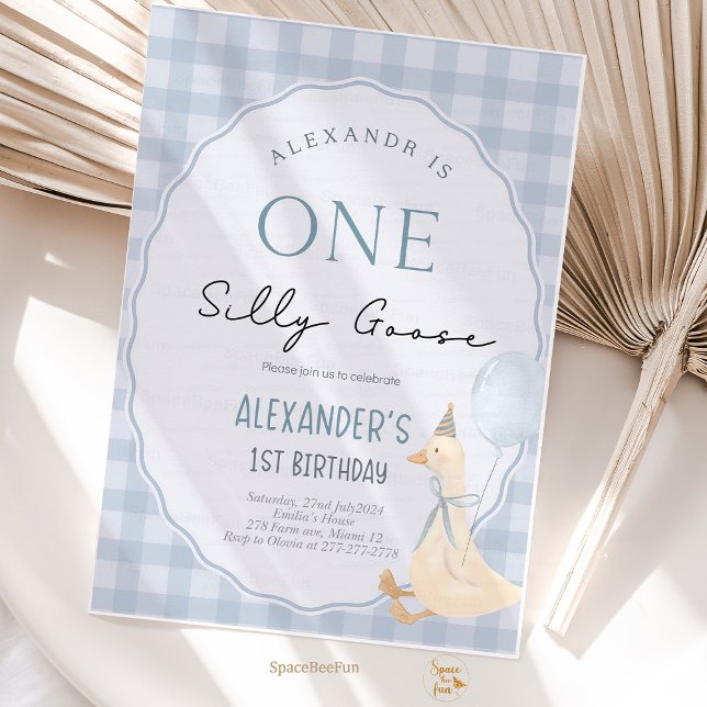 Ein Alberner Gänsejunge 1. Geburtstag Einladung (one silly goose birthday, silly goose 1st birthday, goose birthday invite, boy first birthday, funny)