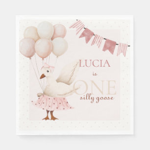 Ein Alberner Gänserosa Pastell 1. Geburtstag Serviette