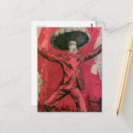 Ein alberner lustiger Retro tanzender Pilz Postkarte