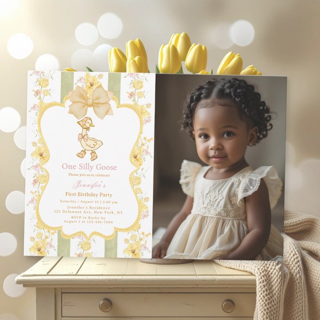 Ein Albernes Gänse 1. Geburtstag Foto Einladung (Von Creator hochgeladen)