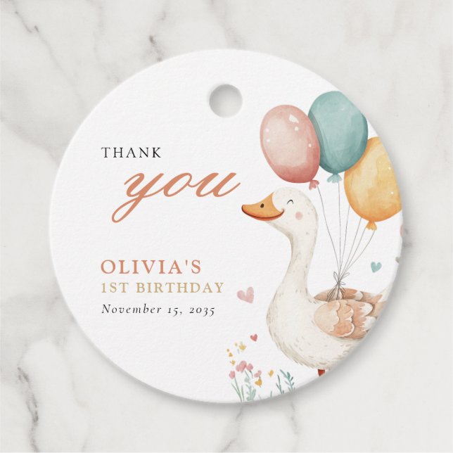 Ein Albernes Gänse 1. Geburtstag Party Geschenkanhänger (Vorderseite)
