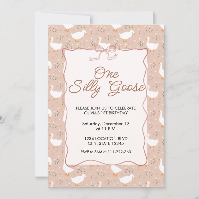 Ein Albernes Gänse Erstes Party Geburtstag Einladu Einladung (Vorderseite)