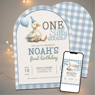 Ein Albernes Gänse Maßgeschneidertes Blau 1. Gebur Einladung
