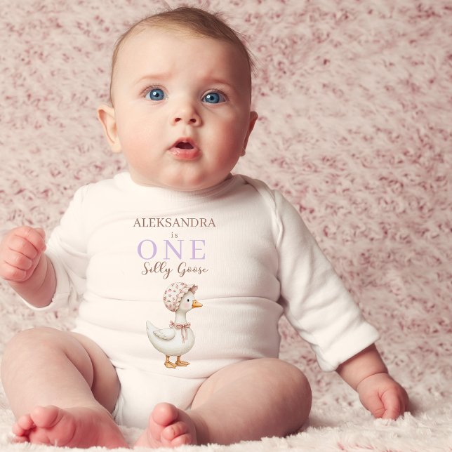 Ein Albernes Gänse-Niedliches Mädchen 1. Geburtsta Baby Strampler (Von Creator hochgeladen)