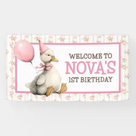 Ein Albernes Gänse Personalisiert Rosa 1. Geburtst Banner