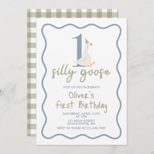 Ein Albernes Gänseblau und grün Einladung