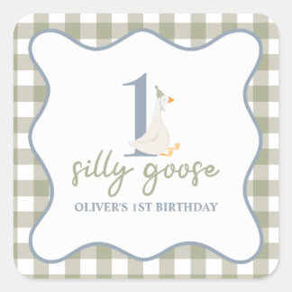 Ein Albernes Gänseblau und grün Quadratischer Aufkleber