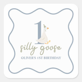 Ein Albernes Gänseblau und grün Quadratischer Aufkleber