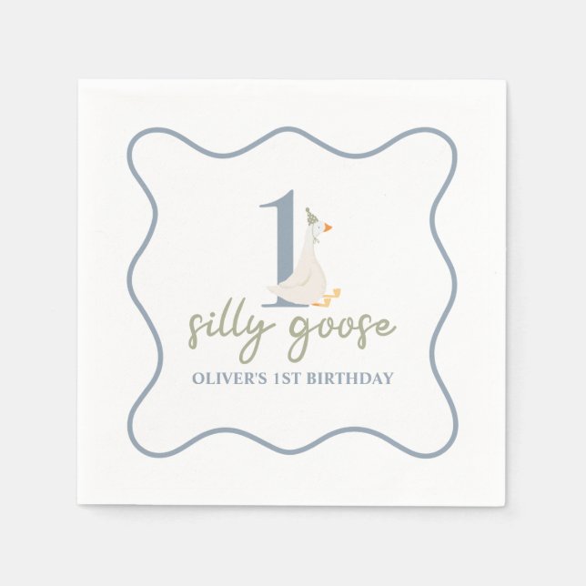 Ein Albernes Gänseblau und grün Serviette (Vorderseite)