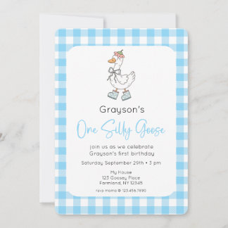 Ein Albernes Gänseblauer 1. Geburtstag Foto Einlad Einladung