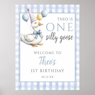 Ein Albernes Gänseblauer Geburtstag Begrüßungszeic Poster