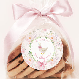 Ein Albernes Gänseblütenrosa Bow Girl 1. Geburtsta Runder Aufkleber