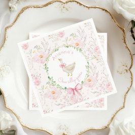 Ein Albernes Gänseblütenrosa Bow Girl 1. Geburtsta Serviette