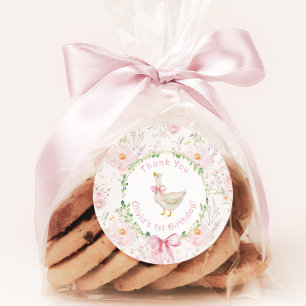 Ein Albernes Gänseblütenrosa Geburtstag Vielen Dan Runder Aufkleber