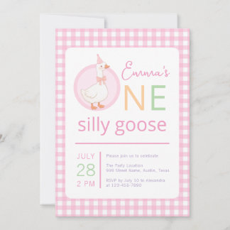 Ein Albernes Gänsehühnchen Erstgeburt Pink-Party-H Einladung