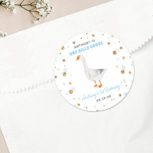 Ein Albernes Gänsejubiläum 1. Geburtstag Party Runder Aufkleber