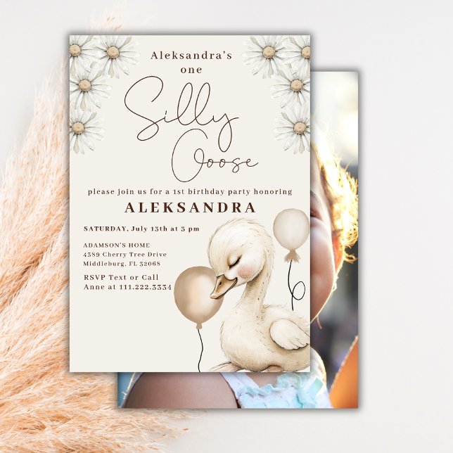 Ein Albernes Gänseneutrales Baby Foto 1. Geburtsta Einladung (Von Creator hochgeladen)