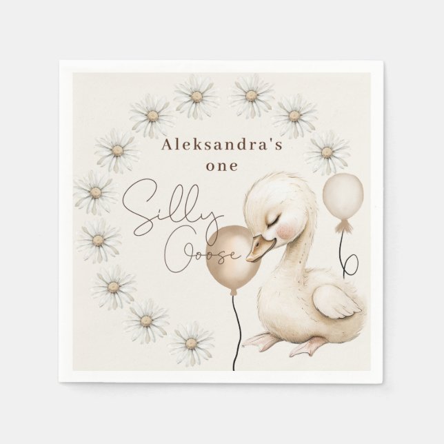 Ein Albernes Gänseneutrales Boho Baby 1. Geburtsta Serviette (Vorderseite)